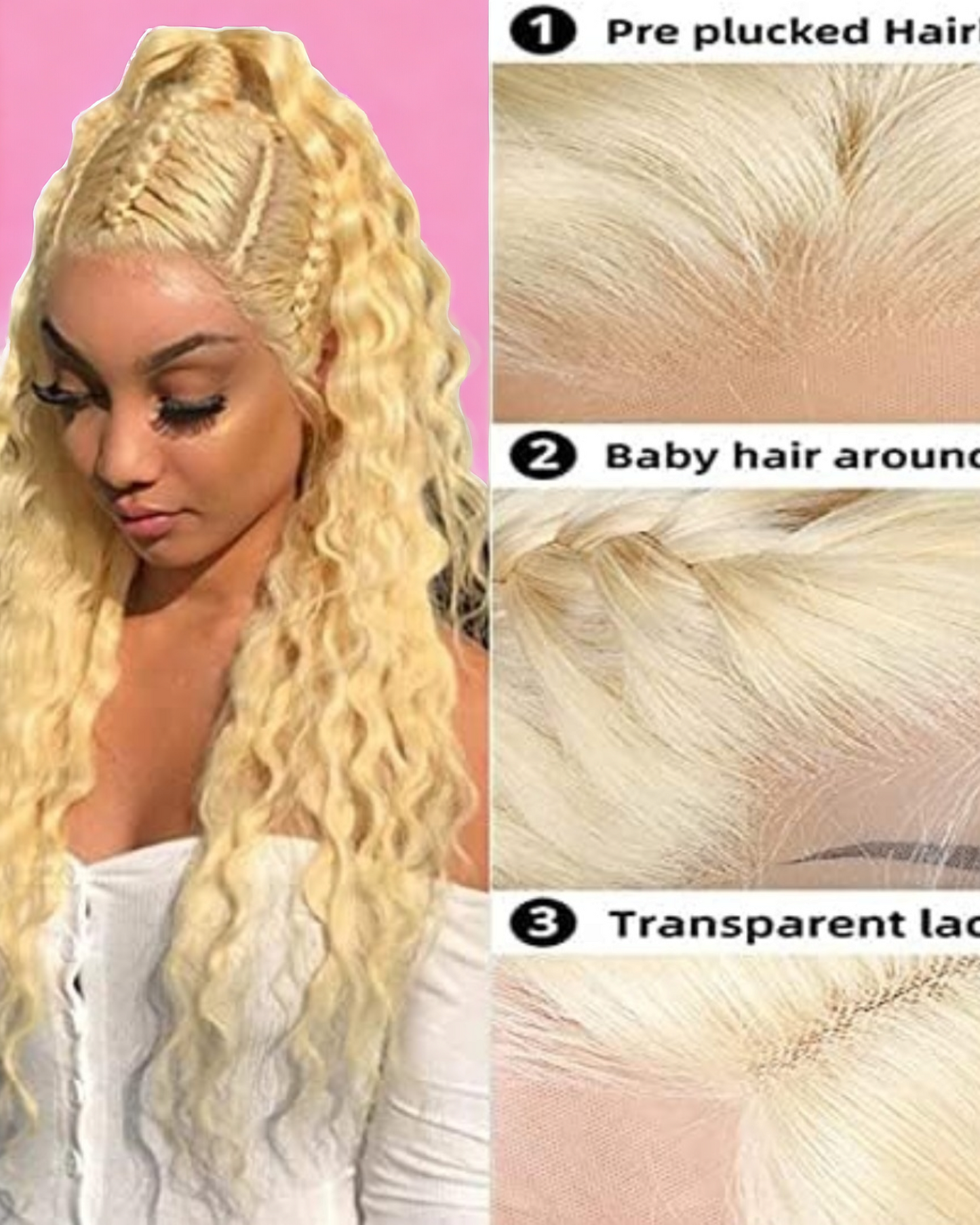 Brazilian Curly Blonde human Hair 13x4  180 Density